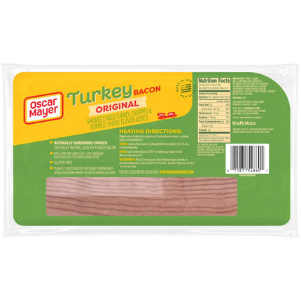 Oscar Mayer Gluten Free Turkey Bacon with 58% Less Fat & 57% Less Sodium, 12 Oz Pack, 21-23 Slices, Refrigerated