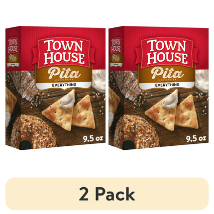 Town House Pita Crackers Everything Flavor Oven Baked Crackers, Party Snacks, 9.5 Oz