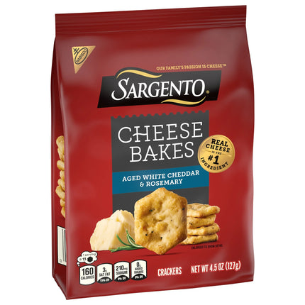 Sargento® Cheese Bakes Aged White Cheddar & Rosemary Crackers, Cheese Crackers, Lunch Snacks, 4.5 Oz