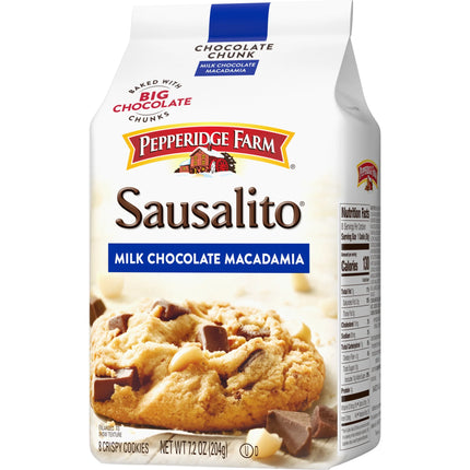 Pepperidge Farm Sausalito Crispy Milk Chocolate Macadamia Nut Cookies, 7.2 Oz Bag (8 Cookies)
