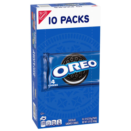 OREO Chocolate Sandwich Cookies, 10 Snack Packs (4 Cookies per Pack)