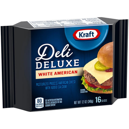Kraft Deli Deluxe White American Cheese Slices, 16 Ct Pk, Refrigerated