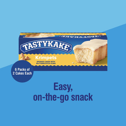 Tastykake Butterscotch Krimpets, Butterscotch Icing, Snack Cakes, 12 Oz, 12 Count, Shelf-Stable