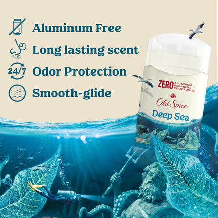 Old Spice Men'S Deodorant, Aluminum Free Invisible Solid Stick, Deep Sea, 3Oz