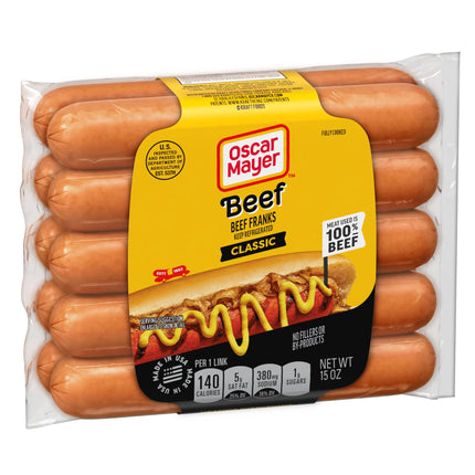 Oscar Mayer Classic Beef Franks Hot Dogs, 10 Count Pack