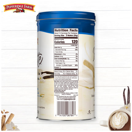 Pepperidge Farm Pirouette Cookies, French Vanilla Crème Filled Wafers, 13.5 Oz Tin