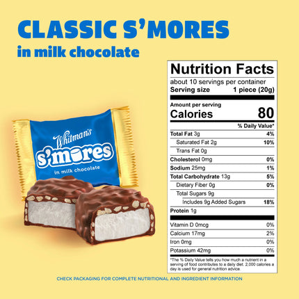 Whitman'S S'Mores Milk Chocolate Candy Classic Marshmallow, Bag 7.3 Oz. (10 Pieces)
