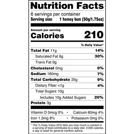 Great Value Glazed Honey Buns, 10.5 Oz, 6 Count