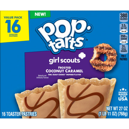 Pop-Tarts Frosted Coconut Caramel Toaster Pastries, Breakfast Foods, Shelf-Stable, 27 Oz (16 Count)