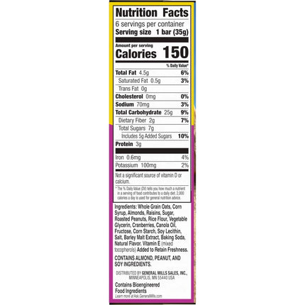 Nature Valley Chewy Fruit and Nut Granola Bars, Trail Mix, 6 Count, 7.4 Oz