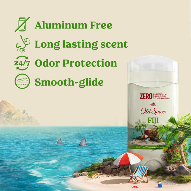 Old Spice Deodorant for Men, Aluminum Free, Invisible Solid Deodorant Stick, Fiji, 3 Oz