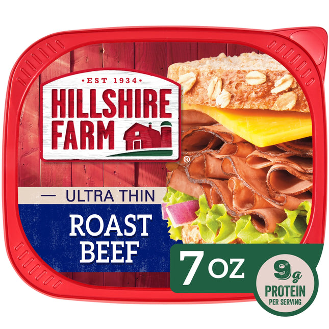 Hillshire Farm Ultra Thin Sliced Roast Beef Deli Lunch Meat, 7 Oz Plastic Tub