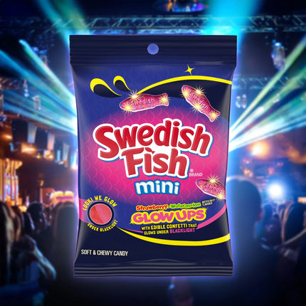 SWEDISH FISH Mini Glow Ups Strawberry-Watermelon Soft & Chewy Candy, 6.7 Oz