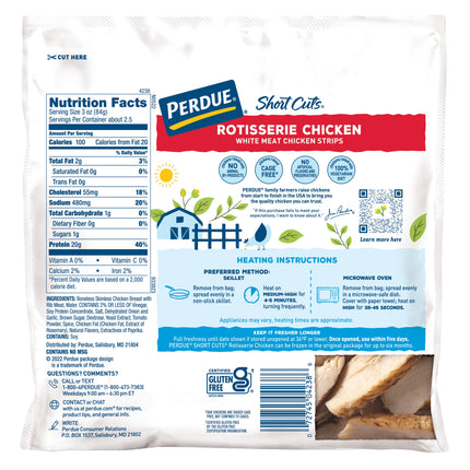 Perdue Short Cuts, Refrigerated Rotisserie Chicken Breast Strips, 8 Oz.