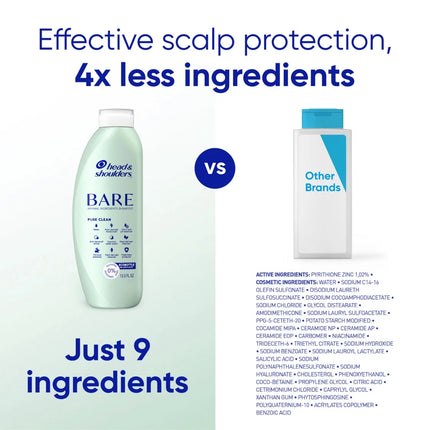 Head and Shoulders Bare Pure Clean Dandruff Shampoo, Anti-Dandruff Treatment, 13.5 FL Oz