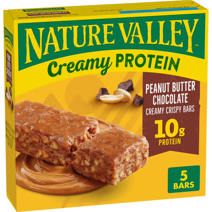 Nature Valley Creamy Protein Bars, Peanut Butter Chocolate, 10G Protein, 5 Bars, 7.45 Oz