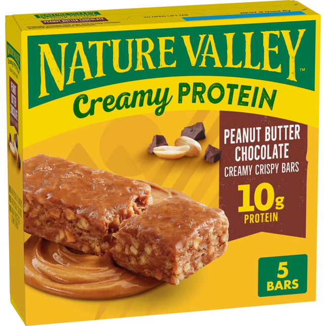 Nature Valley Creamy Protein Bars, Peanut Butter Chocolate, 10G Protein, 5 Bars, 7.45 Oz