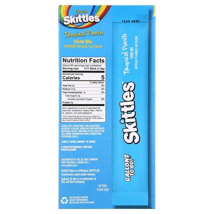 Skittles Zero Sugar Gallons-To-Go Powdered Drink Mix, Tropical Punch, 8 Count Gallon Pitcher Packets