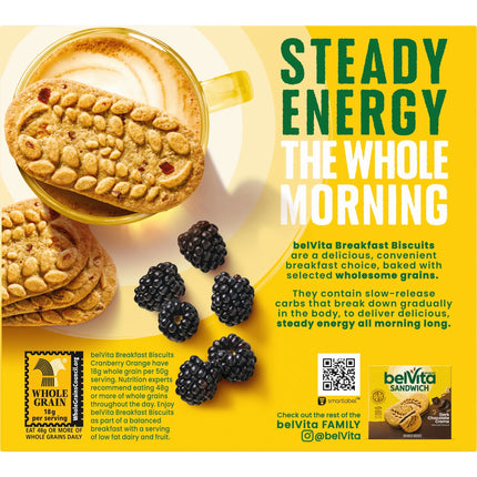 Belvita Breakfast Bars Biscuits, Cranberry Orange, 5 Packs (4 Biscuits per Pack)
