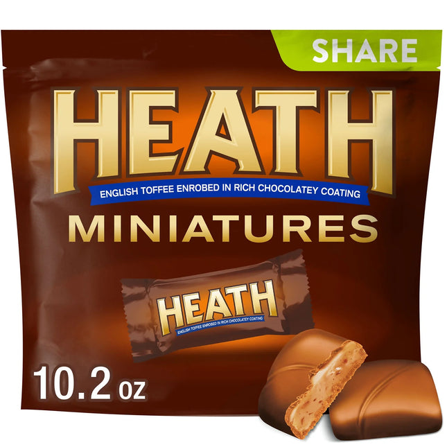 Heath Miniatures Chocolatey English Toffee Candy, Share Pack 10.2 Oz
