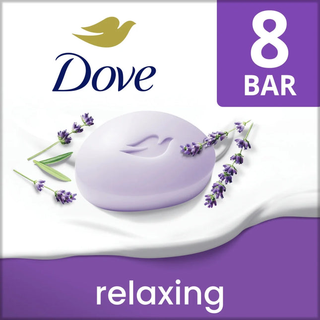 Dove Beauty Bar Women'S Bath Soap Relaxing Lavender Oil & Chamomile, 3.75 Oz 8 Bars