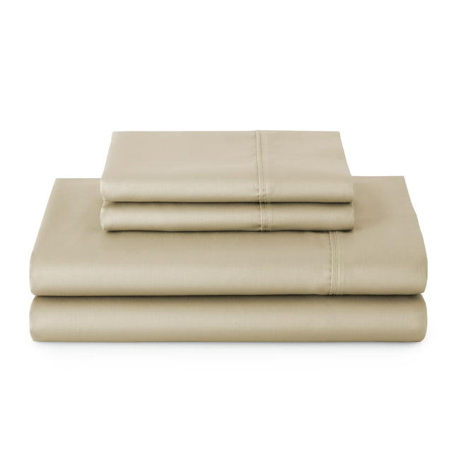 3-Piece Almond Biscuit Cotton Bed Sheet Set, Twin