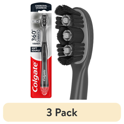 Colgate 360 Vibrate Charcoal Battery Operated Toothbrush, 1 AAA Battery Included