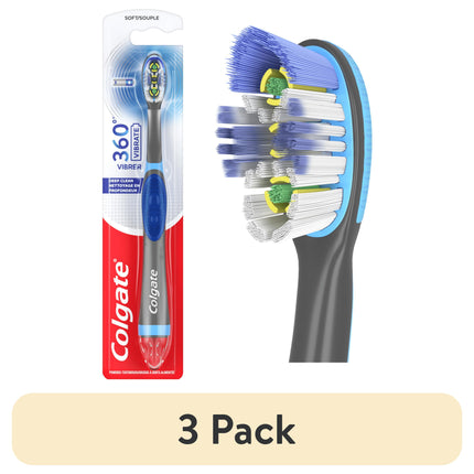 Colgate 360 Vibrate Deep Clean Battery Powered Adult Toothbrush, Soft, 1 AAA Battery Included