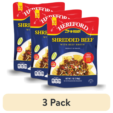 Hereford Fully Cooked Shredded Beef with Beef Broth, 7 Oz (Shelf Stable)