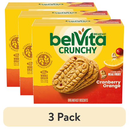 Belvita Breakfast Bars Biscuits, Cranberry Orange, 5 Packs (4 Biscuits per Pack)