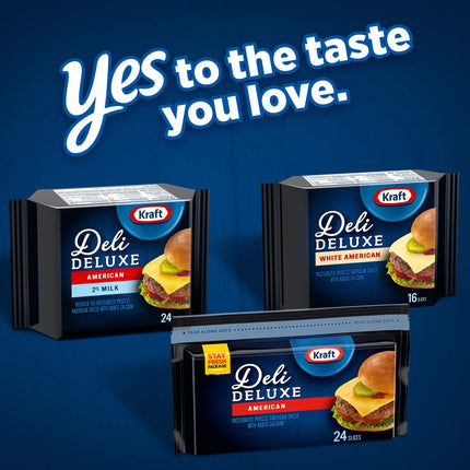Kraft Deli Deluxe American Cheese Slices, 24 Ct Bag, Refrigerated