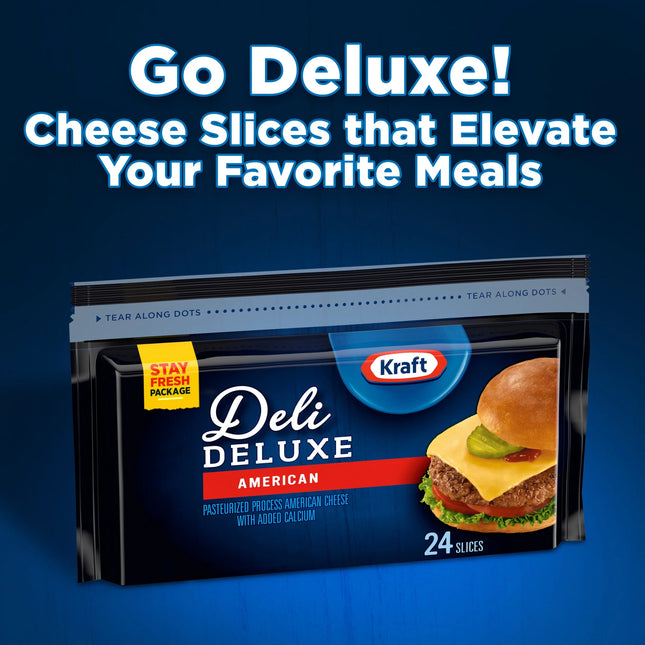 Kraft Deli Deluxe American Cheese Slices, 24 Ct Bag, Refrigerated