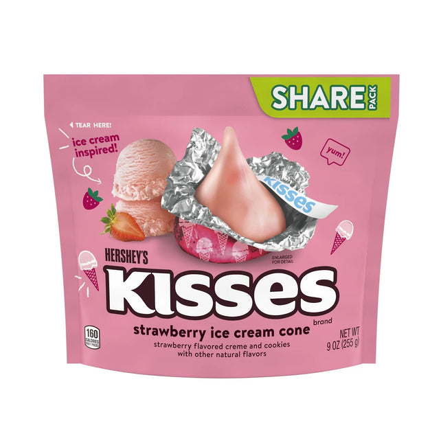 Hershey'S Kisses Strawberry Ice Cream Cone Flavored Candy, Share Pack 9 Oz