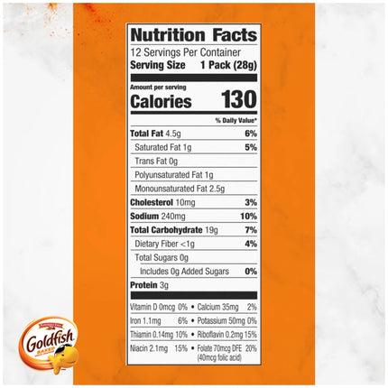 Goldfish Cheddar Cheese Crackers, Snack Packs, 1 Oz, 12 Count Multi-Pack Tray