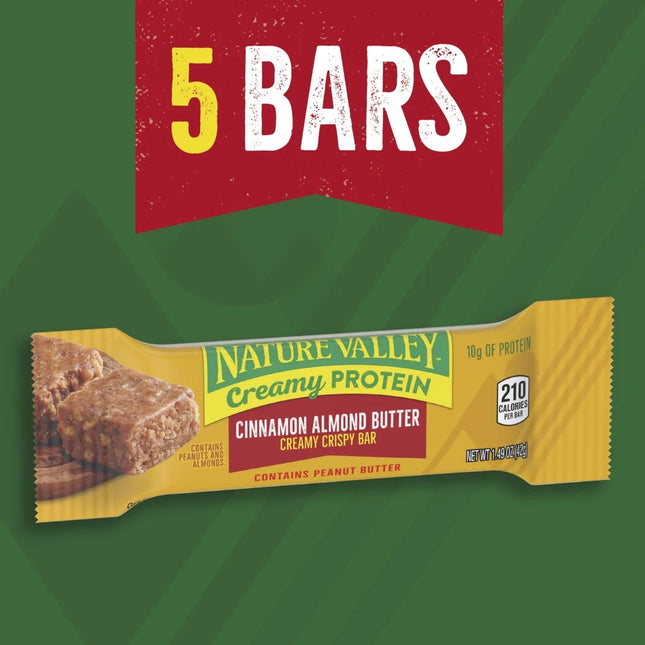Nature Valley Creamy Protein Bars, Cinnamon Almond Butter, 10G Protein, 5 Bars, 7.45 Oz