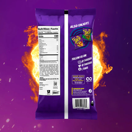 Takis Blue Heat 9.9 Oz Sharing Size Bag, Hot Chili Pepper Rolled Tortilla Chips