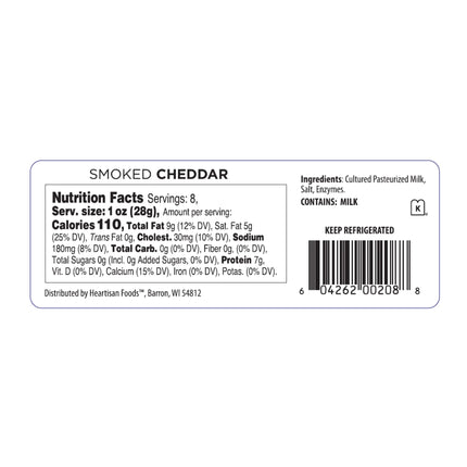 Red Apple Cheese Apple Smoked Cheddar Cheese, 8Oz Bar