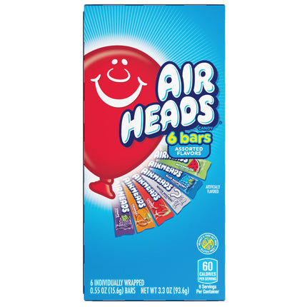 Airheads Chewy Candy Bars Theater Box, Assorted Flavors, 6 Count