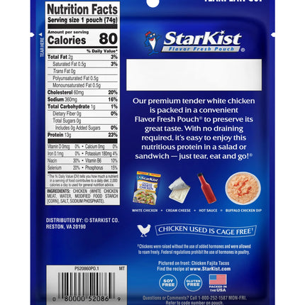 Starkist Premium White Chicken, 2.6 Oz Pouch
