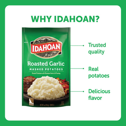 Idahoan Roasted Garlic Mashed Potatoes, 4 Oz Pouch