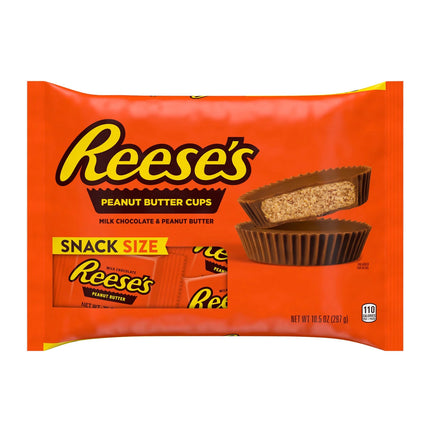 Reese'S Milk Chocolate Snack Size Peanut Butter Cups Candy, Bag 10.5 Oz