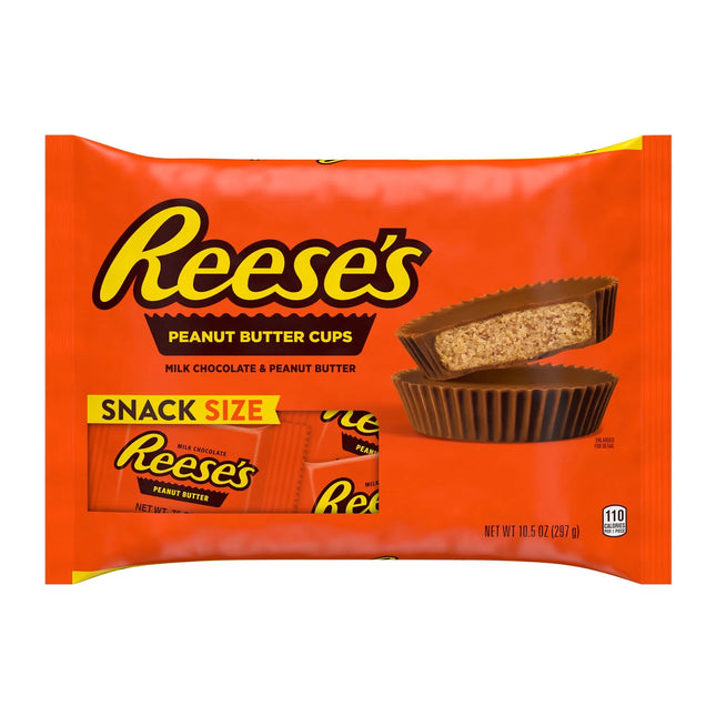 Reese'S Milk Chocolate Snack Size Peanut Butter Cups Candy, Bag 10.5 Oz