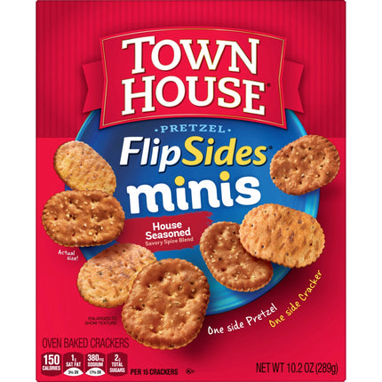 Town House Flipsides Minis House Seasoned Oven Baked Crackers, Lunch Snacks, 10.2 Oz