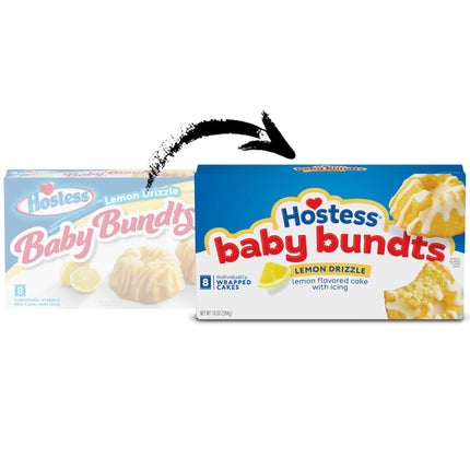 Hostess Baby Bundts, Lemon Drizzle Flavored Mini Cakes, 10 Oz Box (8 Ct.)