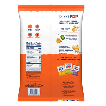 Skinnypop Gluten Free Cheddar Jalapeno, 4.4 Oz Sharing Size Bag, Skinny Pop, Healthy Popcorn Snacks