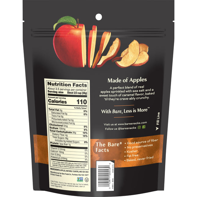 Bare Baked Crunchy Apple Chips, Sea Salt & Caramel, 3.275 Oz