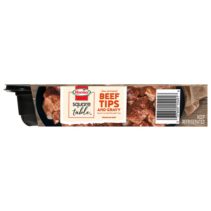 HORMEL SQUARE TABLE Slow Simmered Beef Tips and Gravy, Beef Shoulder Cuts, Refrigerated, 15 Oz Plastic Microwaveable Tray