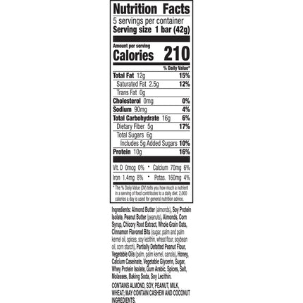 Nature Valley Creamy Protein Bars, Cinnamon Almond Butter, 10G Protein, 5 Bars, 7.45 Oz