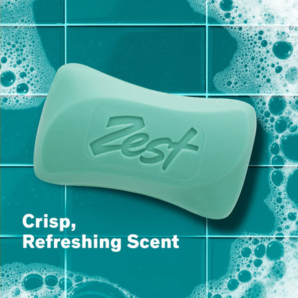 Zest Deodorant Bar Soap, Hydrating Moisture for All Skin Types, Aqua, 4 Oz, 8 Bars