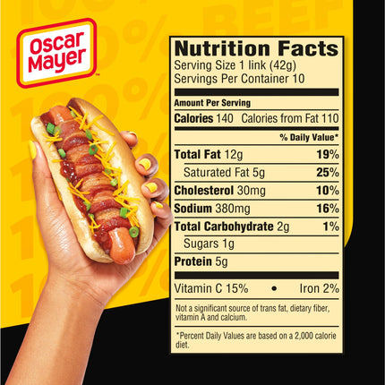 Oscar Mayer Classic Beef Franks Hot Dogs, 10 Count Pack